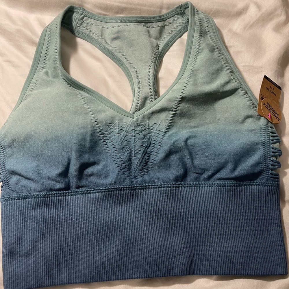 blue sports bra